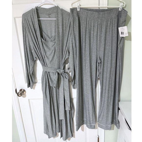 Beyond Yoga Other - Beyond Yoga 3pc Lounge Set Robe Camisole Pants Silver Mist Gray Womens 2X 3X 4X